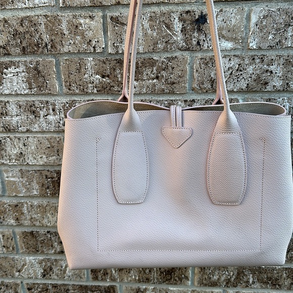 LONGCHAMP Roseau Large Leather Shoulder Tote-light pink (cert of authenticity) - Picture 4 of 17